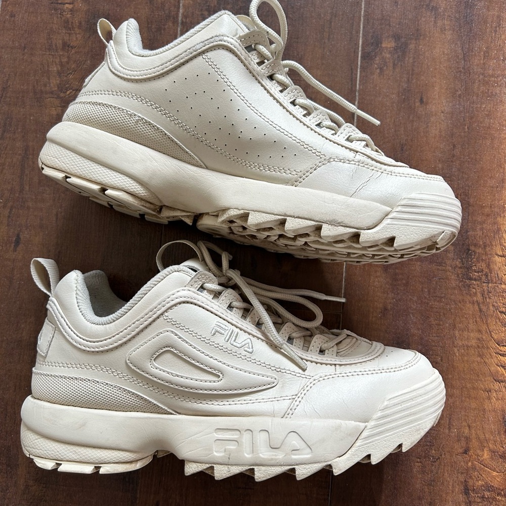 Cream White Fila Disruptor II Trainers